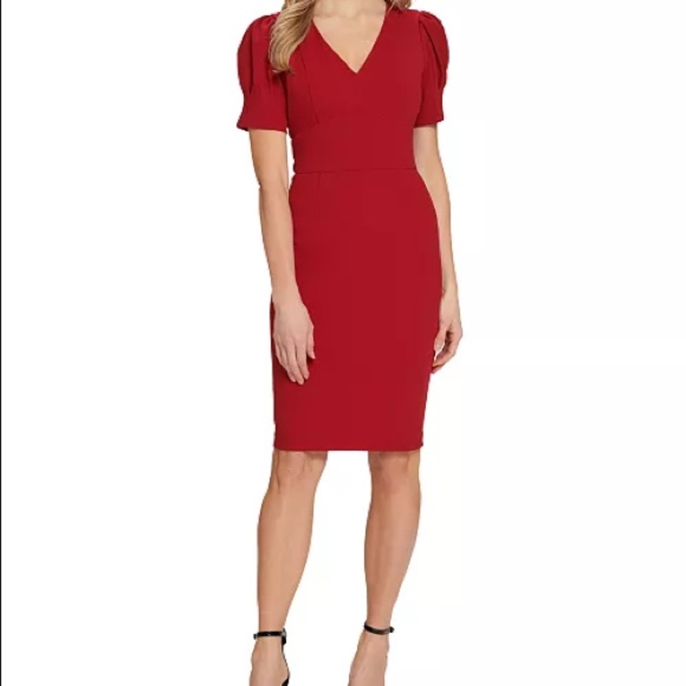 👗 DKNY Puff-Sleeve Sheath Dress👗